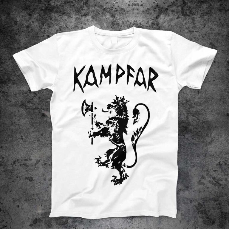 Kampfar_Lion_Front_white-black-Shirt